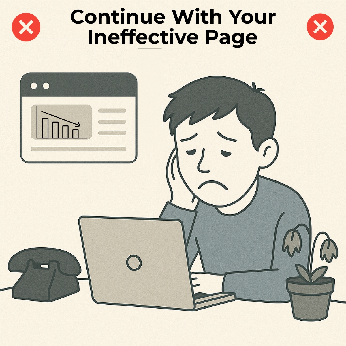 Sad business person with no leads